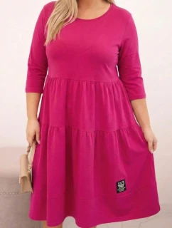 Dámská bavlněná sukýnka Plus Size s volánky a ohrnutým rukávem fuchsie