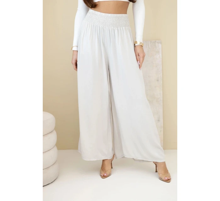 Dámské viskózové kalhoty s elastickým pasem béžové