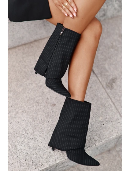 Dámské boty na podpatku se svrškem a  černé model 21670413 - Boto