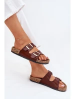 Dámské Pantofle S Přezkami Z Eko Kůže Hnědé model 21701635 - EVENTO