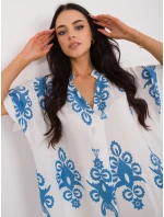 Sukienka DHJ SK model 21258862 biało niebieski - FPrice Sukienka DHJ SK model 21258862 biało niebieski - FPrice