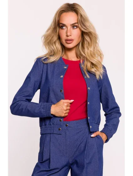 M800 Bunda bomber s lisovanými cvočky - modrá M800 Bunda bomber s lisovanými cvočky - modrá