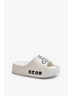 Dámské pěnové pantofle na masivní podrážce s medvídkem, bílá Lamira