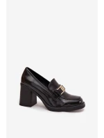 Dámské polobotky na sloupku se zlatým detailem Privelle – černé