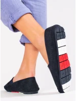 Zajímavé dámské mokasíny Granatowy bez podpatku Zajímavé dámské mokasíny Granatowy bez podpatku