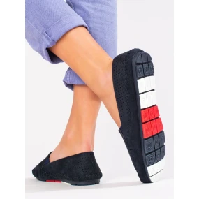 Zajímavé dámské  mokasíny Granatowy bez podpatku