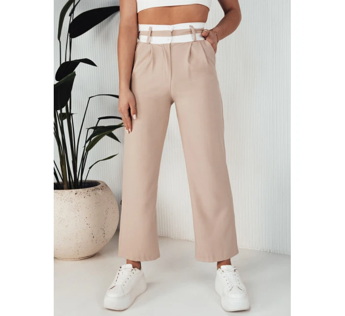 Dámské kalhoty s širokými nohavicemi GINZOM béžové FashionStreet UY1900