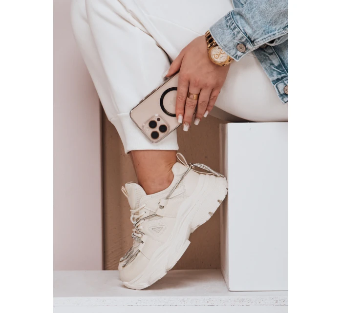 Dámské tenisky na silnější podrážce NEWMOVE beige FashionStreet ZY0589