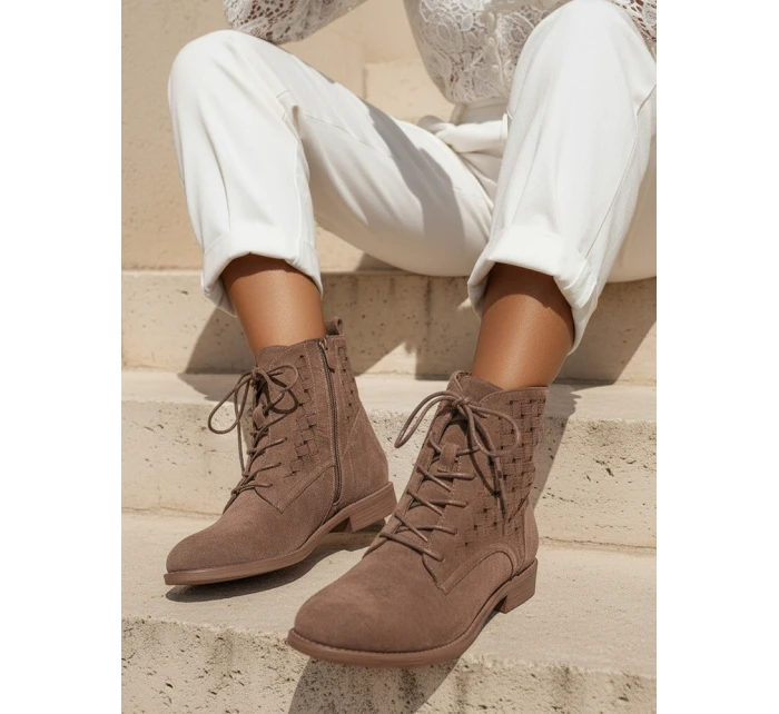 Dámské hnědé ažurové boty FashionStreet ZY1347