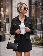Dámská semišová bunda na druky, černá, FashionStreet TY5880 Dámská semišová bunda na druky, černá, FashionStreet TY5880