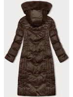 Vypasovaná dlouhá hnědá dámská zimní bunda S'west (B8201-14)