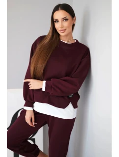 Dámská souprava s model 21808623 volnou mikinou a tepláky švestková - K-Fashion