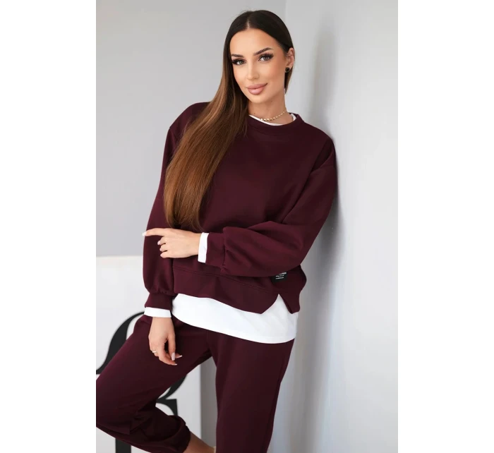 Dámská souprava s máslovou volnou mikinou a tepláky švestková Dámská souprava s máslovou volnou mikinou a tepláky švestková