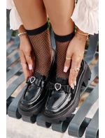 Kožené Dámské Mokasíny S Mašlí A Srdcem D&A LZ42-032 Černé