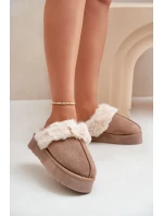 Dámské Sněhové Pantofle Na Silné Podešvi S Kožíškem Tmavě Béžové model 21677944 - Boto
