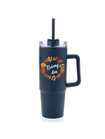 KRÁSNÝ DEN (PODZIM) - modrý cestovní termohrnek s průhledným víčkem 900 ml  