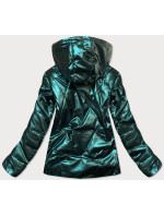 Krátká lesklá dámská bunda v lahvově zelené barvě model 16151333 - MHM