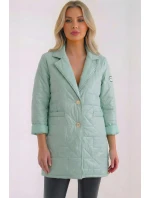 Dámská bunda Plus Size prošívaná s ozdobnými knoflíky a límcem tmavě mátová Dámská bunda Plus Size prošívaná s ozdobnými knoflíky a límcem tmavě mátová