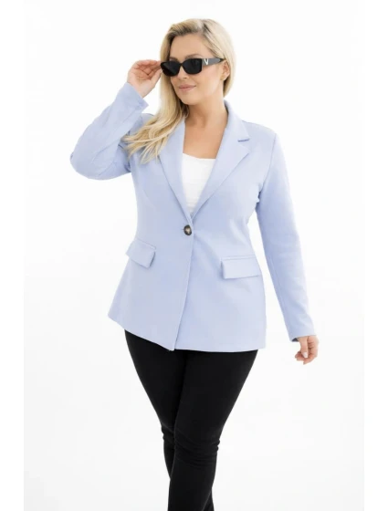 Dámská model 21951891 z viskózy Plus Size s dlouhým rukávem a límcem modrá - K-Fashion Dámská model 21951891 z viskózy Plus Size s dlouhým rukávem a límcem modrá - K-Fashion