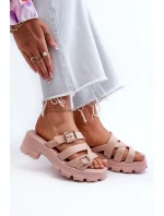 Dámské Pantofle Na Nízkém Podpatku  Růžové model 21661812 - Zaxy