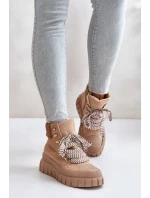 Dámské Zateplené Boty Trapery Na Platformě Hnědé model 21673064 - EVENTO