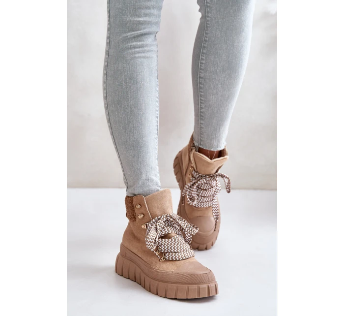 Dámské Zateplené Boty Trapery Na Platformě Hnědé model 21673064 - EVENTO
