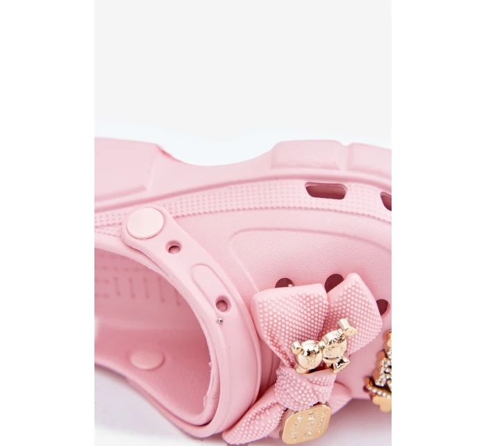 Dětské Dívčí Pantofle Pěnové S Mašlí A Ozdobami Růžové model 21700393 - Boto Dětské Dívčí Pantofle Pěnové S Mašlí A Ozdobami Růžové model 21700393 - Boto