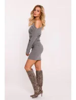 Pletené šaty s na ramenou šedý melír model 20515108 - Moe