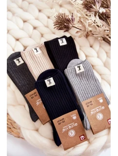 Dámské žebrované ponožky bez tlaku Tmavě šedá