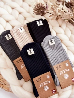 Dámské žebrované ponožky bez tlaku Tmavě šedá