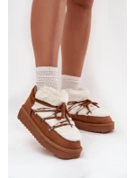 Dámské nízké sněhule na platformě s kožíškem D.Franklin – camel