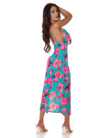 Sexy letní šaty s XL rozparky na nohou a květinovým potiskem