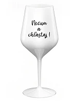 NEČUM A CHĽASTAJ! - biely nerozbitný pohár na víno 470 ml NEČUM A CHĽASTAJ! - biely nerozbitný pohár na víno 470 ml
