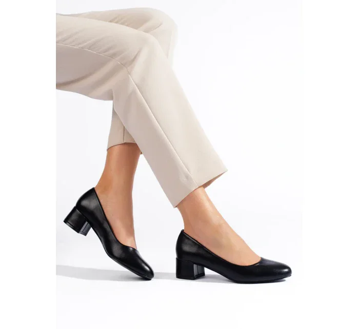 Trendy  lodičky černé dámské na plochém podpatku