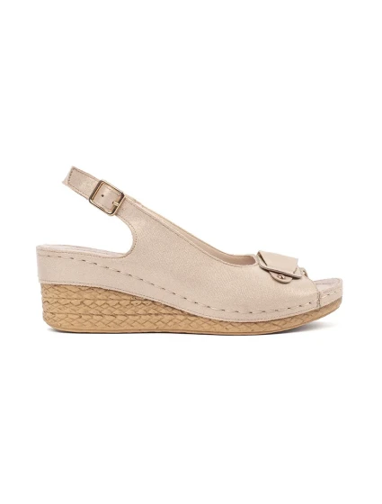 Exkluzívní  sandály hnědé dámské na klínku