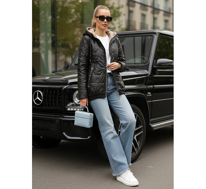 Dámská prošívaná bunda s kapucí černá FashionStreet TY5546