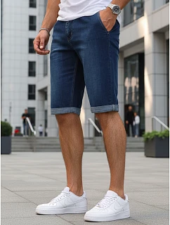 Pánské džínové šortky s elastickým pasem tmavě modré FashionStreet SX2613