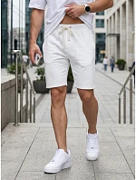 Pánské teplákové kraťasy se šňůrkou, bílé, FashionStreet SX2630 Pánské teplákové kraťasy se šňůrkou, bílé, FashionStreet SX2630