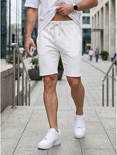 Pánské teplákové kraťasy se šňůrkou, bílé, FashionStreet SX2630
