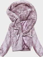 Krátká růžová dámská kožešinová bunda (B8050-81)