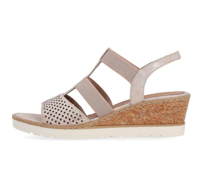 Pohodlné sandály na podpatku W rose gold model 19730112 - Rieker Pohodlné sandály na podpatku W rose gold model 19730112 - Rieker