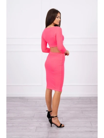 Souprava halenky a sukně růžová neonová