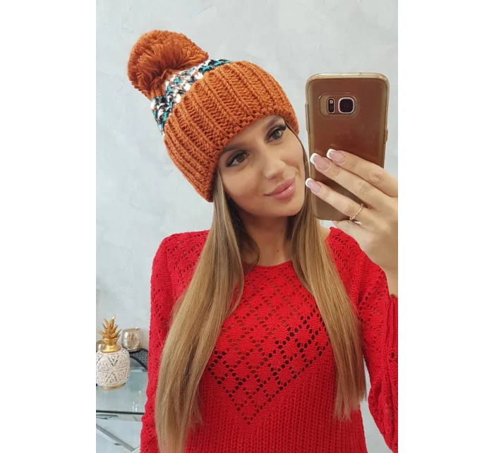 Dámská čepice Ellen s bambulí K325 červená