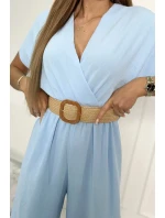 Kombinéza s ozdobným páskem v pase modrá