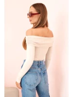 Dámská halenka s dlouhým rukávem a odhalenými rameny béžový Dámská halenka s dlouhým rukávem a odhalenými rameny béžový