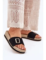 Dámské Sandały Na Platformě Se Zlatou Přezkou Černé model 21702342 - Boto Dámské Sandały Na Platformě Se Zlatou Přezkou Černé model 21702342 - Boto