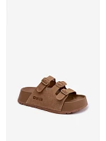 Dámské pantofle na masivní platformě s pásky Big Star TT274530 Camel