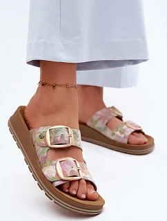 Kožené vzorované pantofle s řemínky Maciejka P7537-39 Multikolor