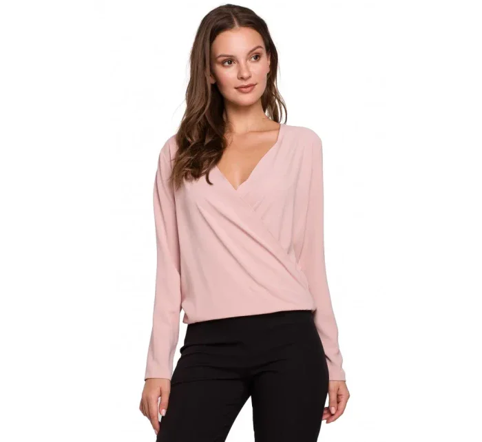 K037 Zavinovací halenka - pudrová