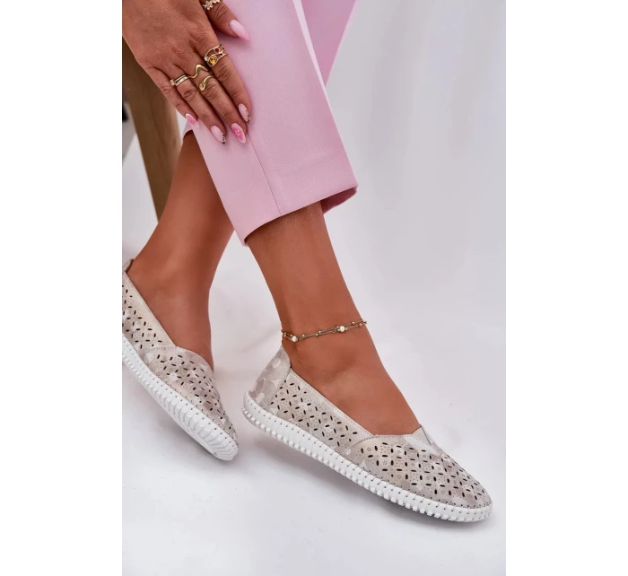 Dámské semišové ažurové polobotky Chulieta – zlatо/šedé Dámské semišové ažurové polobotky Chulieta – zlatо/šedé